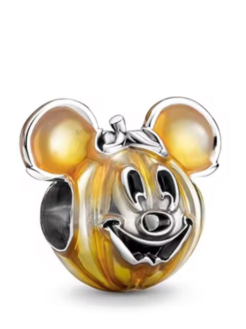 Sterling Silver Mickey Mouse Pumpkin Head Charm Bead Bracelet
